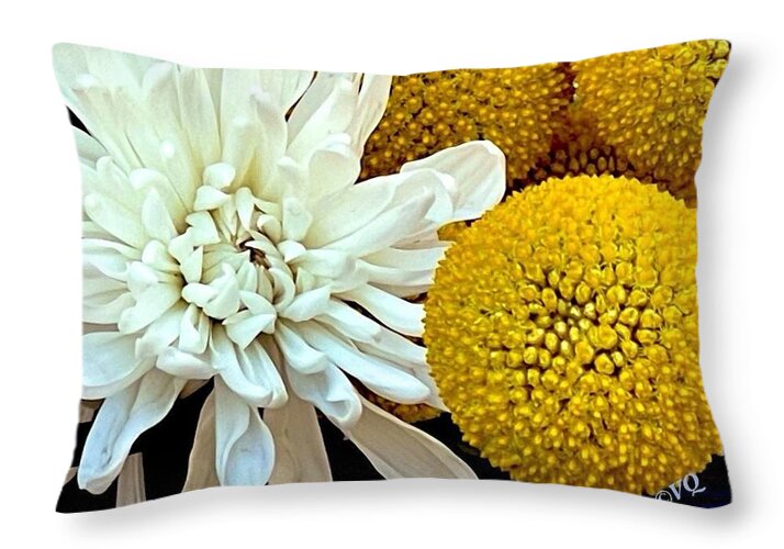 Chrysanthemum and Yellow Spheres - Throw Pillow