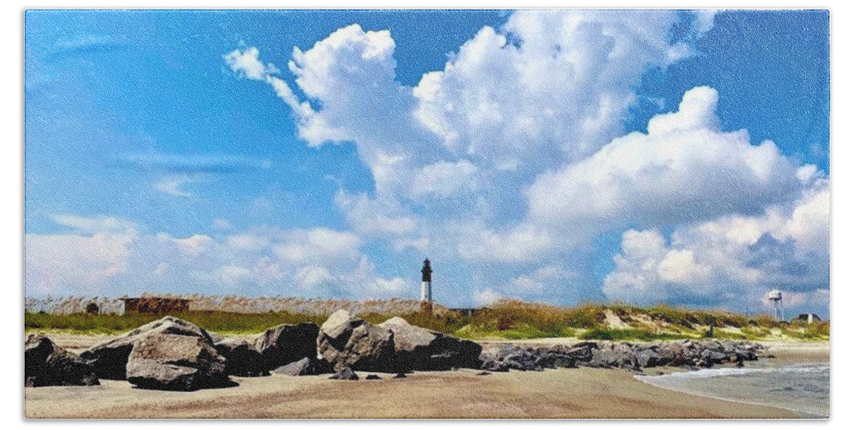 Lighthouse Under Expansive Sky - Beach Towel