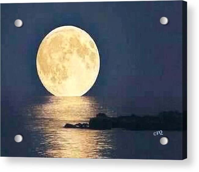 Moonrise Over Tranquil Waters - Acrylic Print