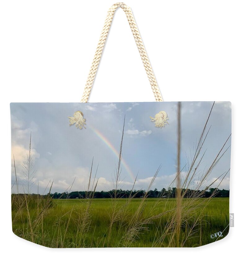 Rainbow Over Peaceful Meadow - Weekender Tote Bag