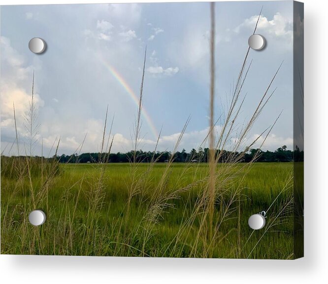Rainbow Over Peaceful Meadow - Acrylic Print