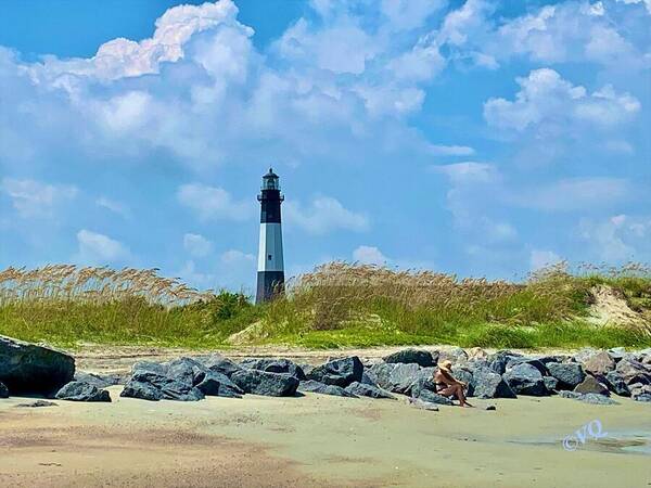 Serene Lighthouse by the Shoreline - Art Print