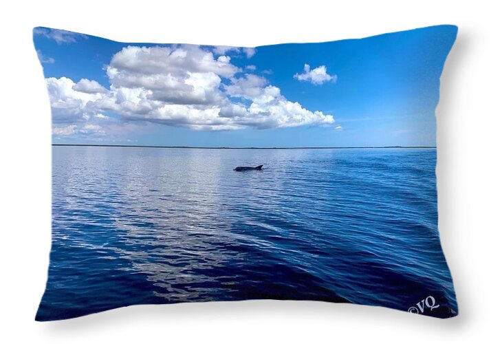 Tranquil Waters with Dolphin - Throw Pillow