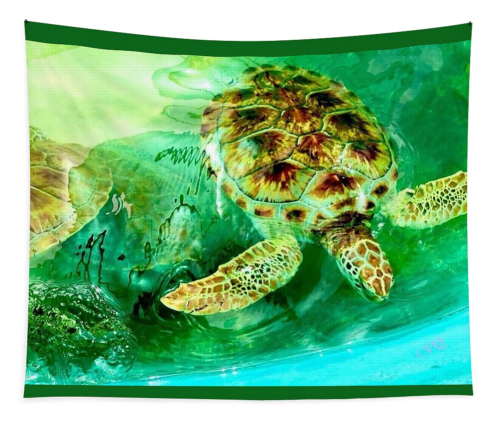Turtles in Vibrant Waters - Tapestry