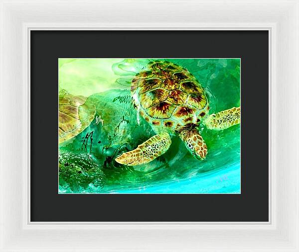 Turtles in Vibrant Waters - Framed Print