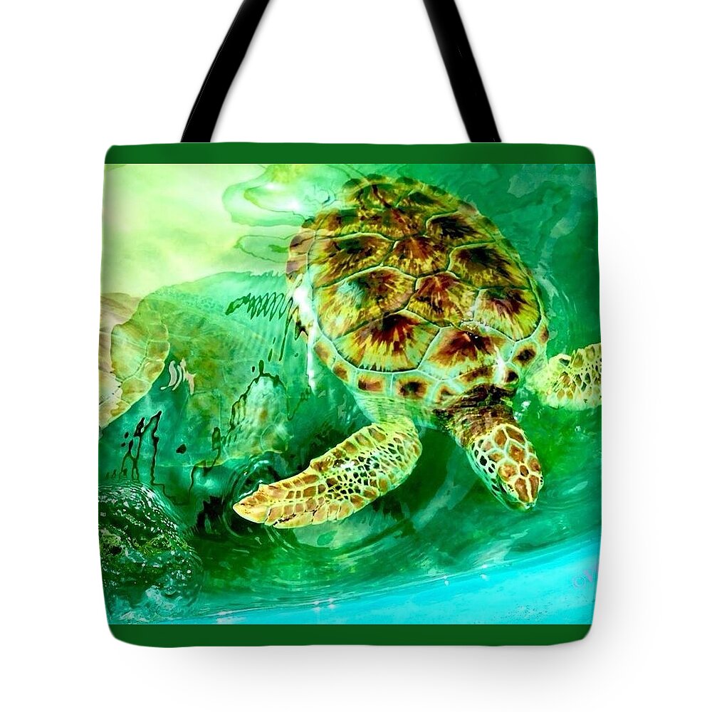 Turtles in Vibrant Waters - Tote Bag