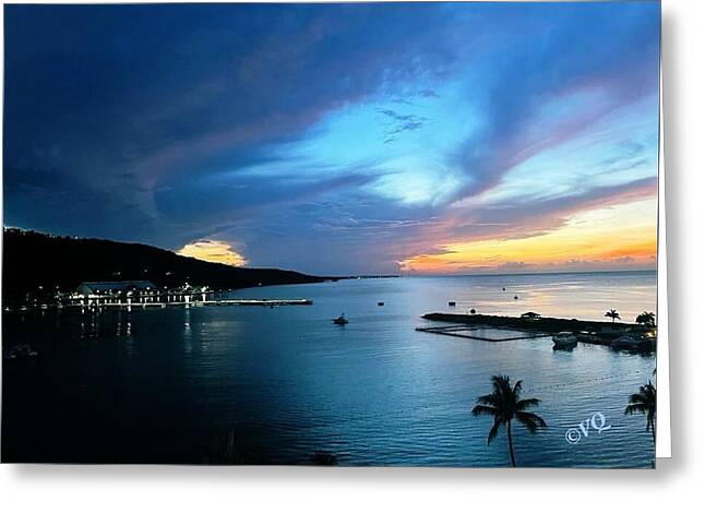 Vibrant Sunset Over Calm Waters - Greeting Card