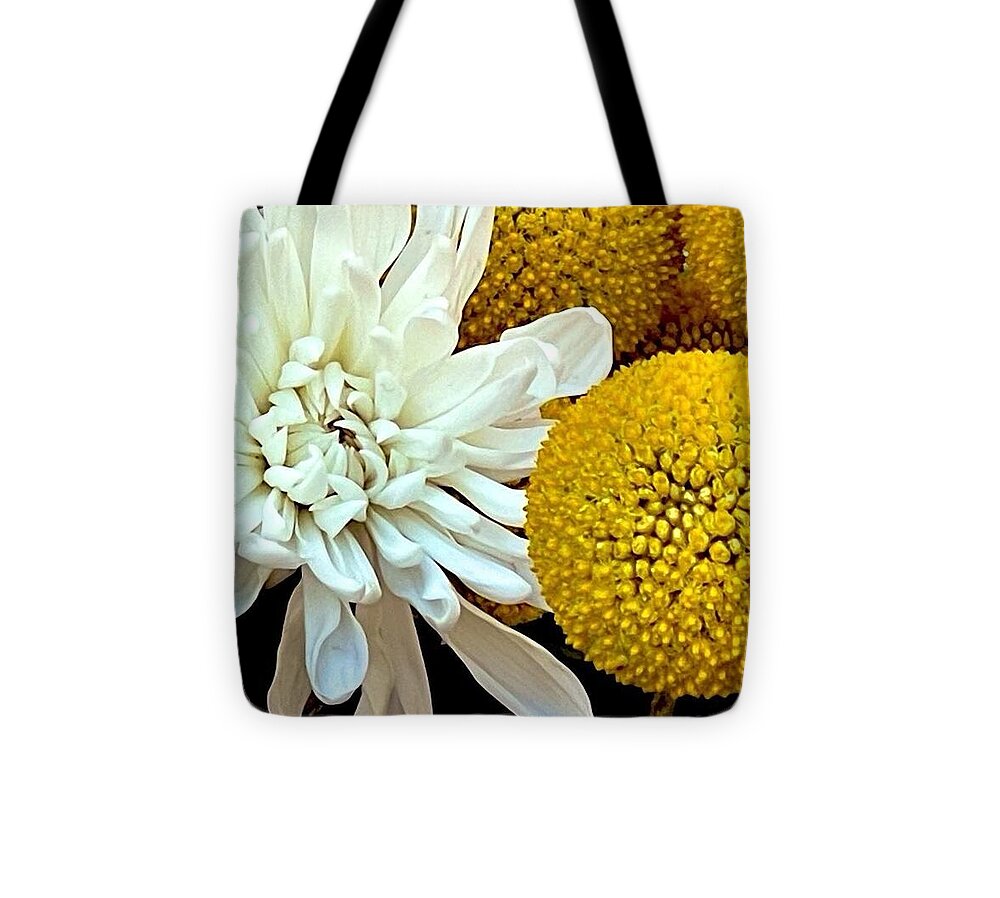 Chrysanthemum and Yellow Spheres - Tote Bag