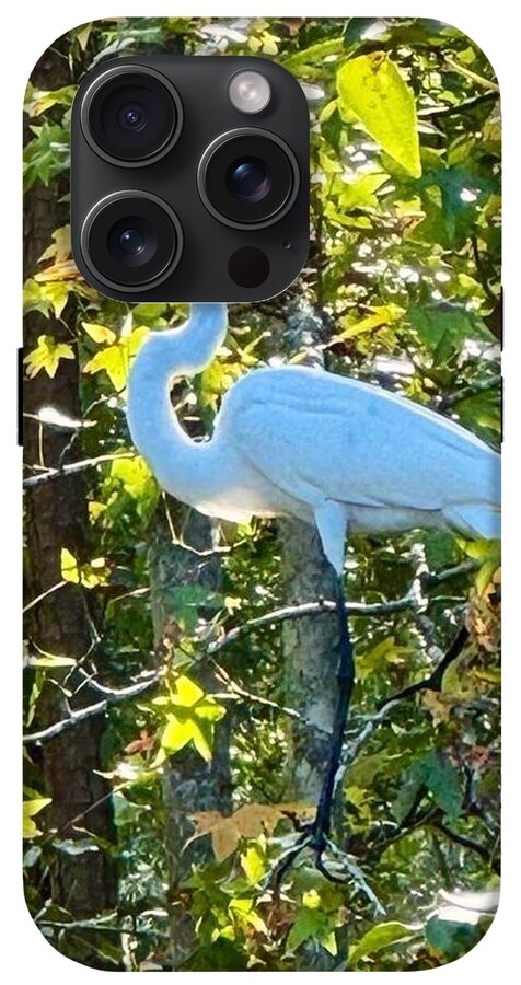 Egret Posing Among Lush Foliage - Phone Case
