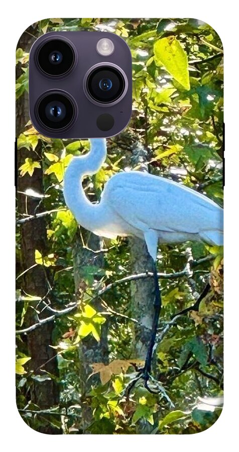Egret Posing Among Lush Foliage - Phone Case