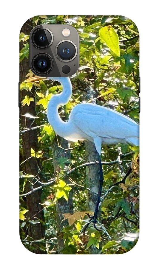 Egret Posing Among Lush Foliage - Phone Case