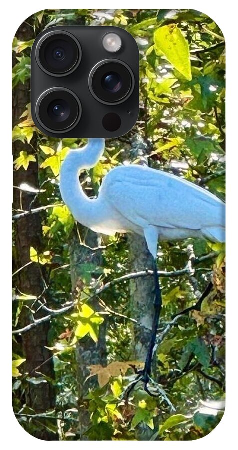 Egret Posing Among Lush Foliage - Phone Case