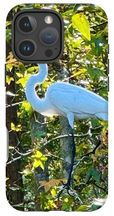 Egret Posing Among Lush Foliage - Phone Case