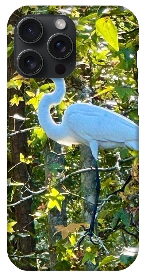 Egret Posing Among Lush Foliage - Phone Case