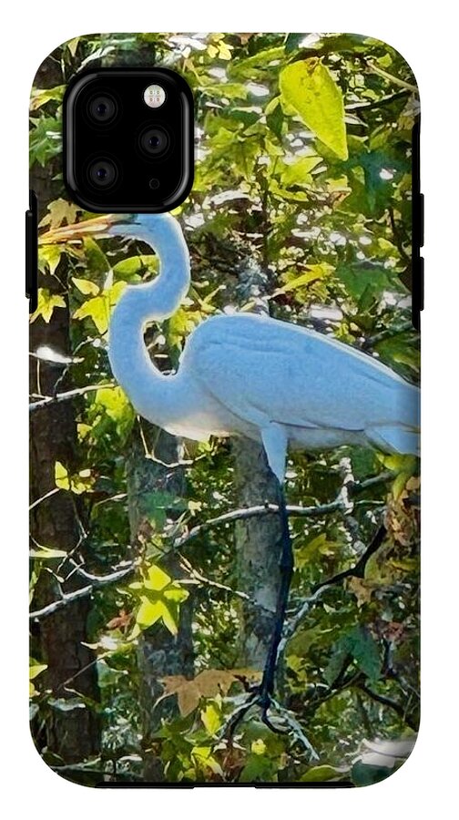 Egret Posing Among Lush Foliage - Phone Case