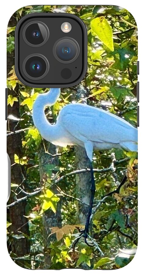 Egret Posing Among Lush Foliage - Phone Case