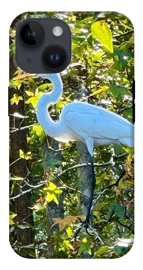 Egret Posing Among Lush Foliage - Phone Case