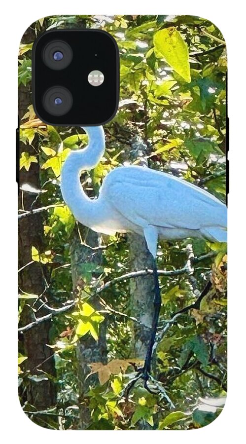 Egret Posing Among Lush Foliage - Phone Case