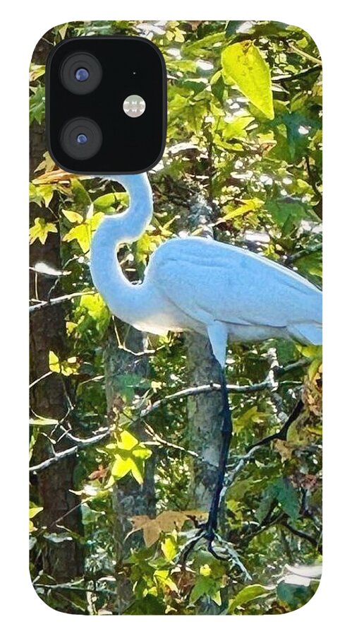 Egret Posing Among Lush Foliage - Phone Case