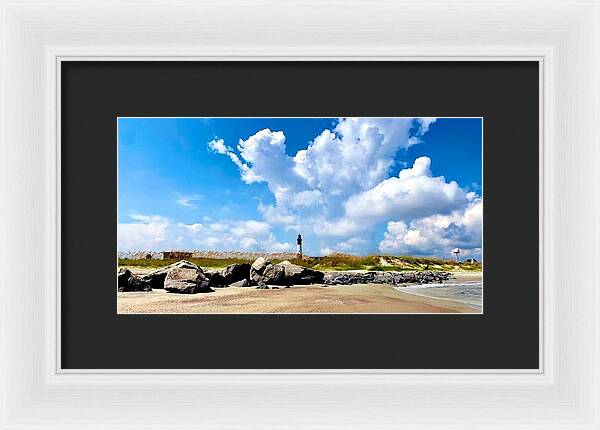 Lighthouse Under Expansive Sky - Framed Print
