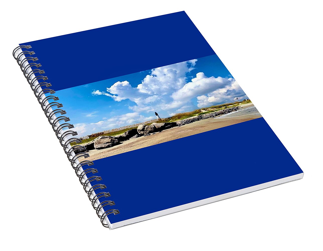 Lighthouse Under Expansive Sky - Spiral Notebook