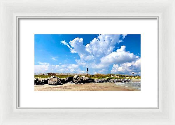 Lighthouse Under Expansive Sky - Framed Print