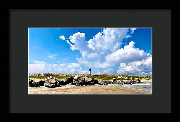 Lighthouse Under Expansive Sky - Framed Print