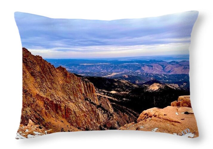 Majestic Mountain Panorama at Dawn - Throw Pillow
