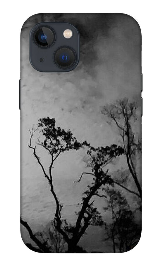 Moonlit Night with Silhouetted Trees - Phone Case