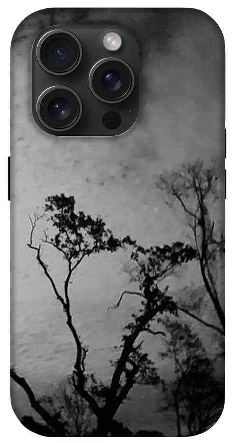 Moonlit Night with Silhouetted Trees - Phone Case