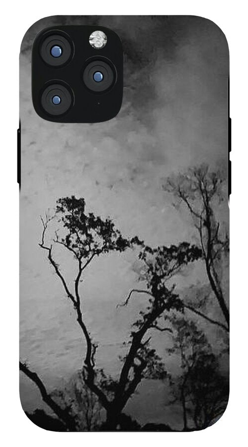 Moonlit Night with Silhouetted Trees - Phone Case