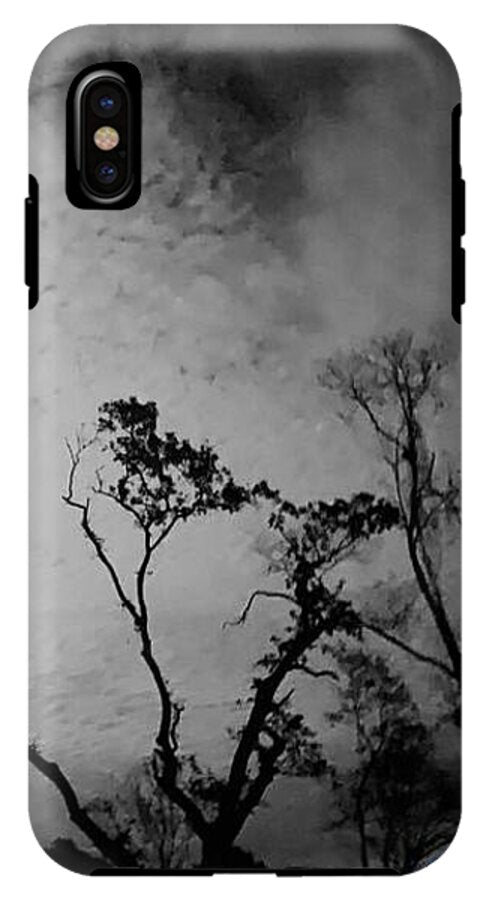 Moonlit Night with Silhouetted Trees - Phone Case