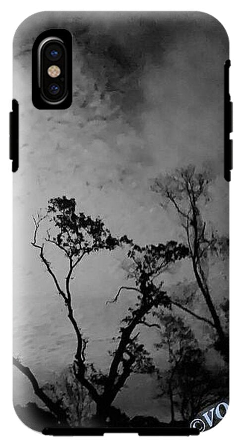 Moonlit Night with Silhouetted Trees - Phone Case