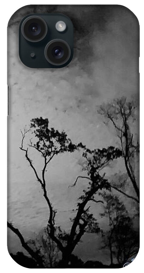 Moonlit Night with Silhouetted Trees - Phone Case