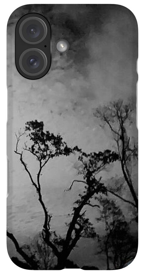 Moonlit Night with Silhouetted Trees - Phone Case