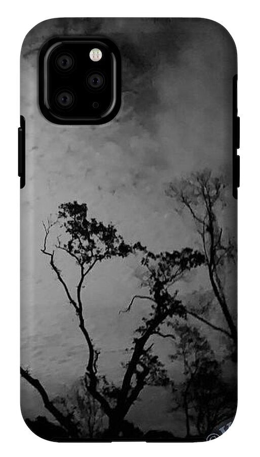 Moonlit Night with Silhouetted Trees - Phone Case