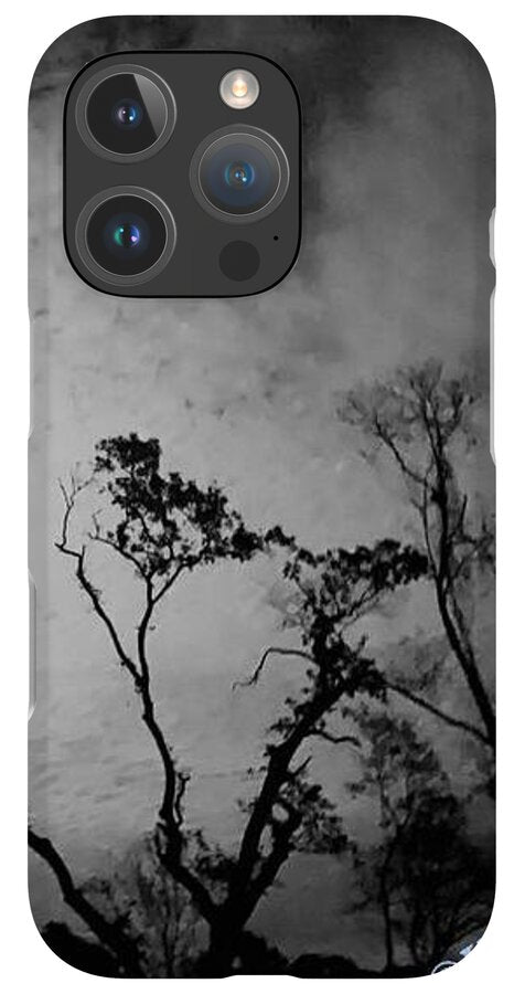 Moonlit Night with Silhouetted Trees - Phone Case