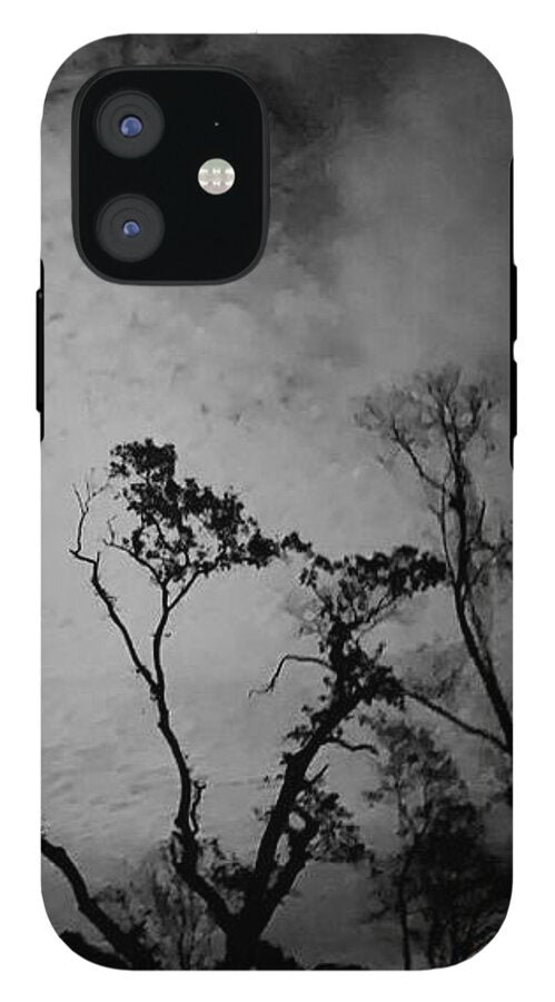 Moonlit Night with Silhouetted Trees - Phone Case
