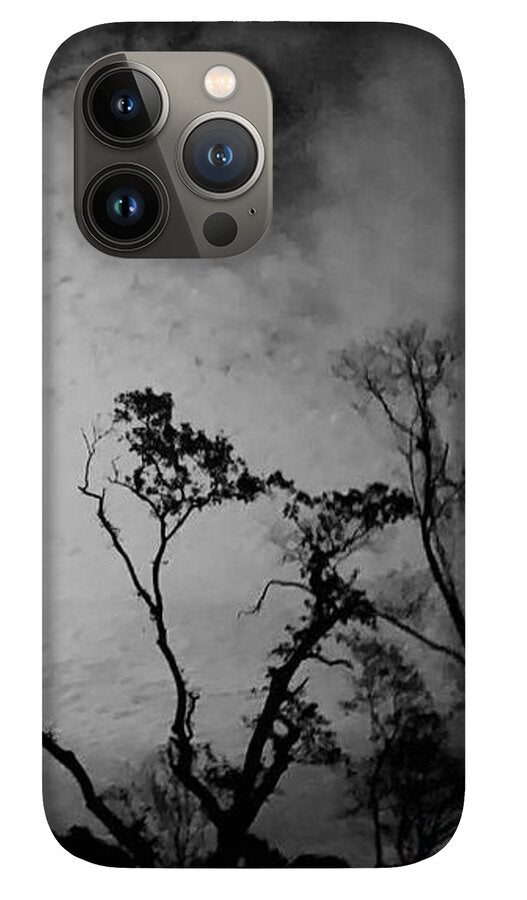 Moonlit Night with Silhouetted Trees - Phone Case
