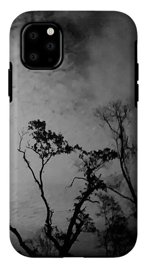 Moonlit Night with Silhouetted Trees - Phone Case