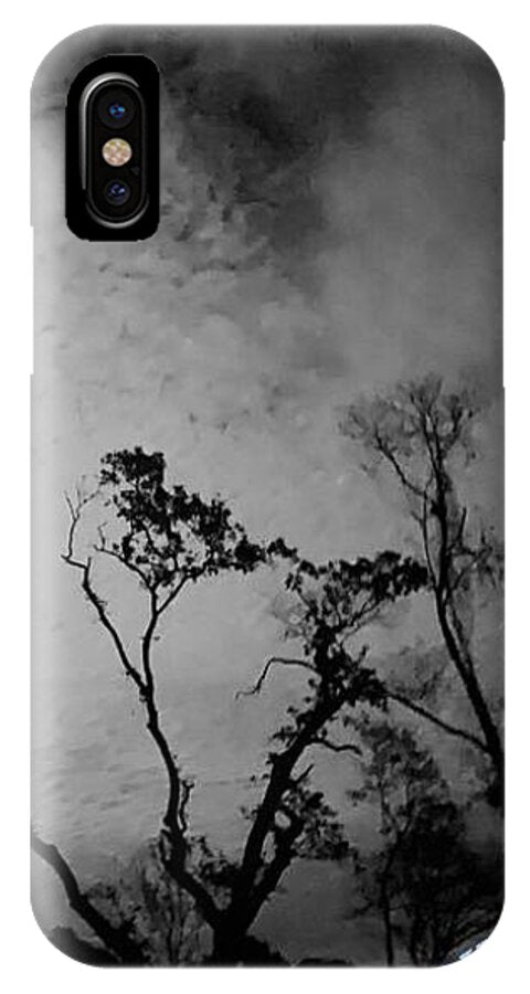Moonlit Night with Silhouetted Trees - Phone Case