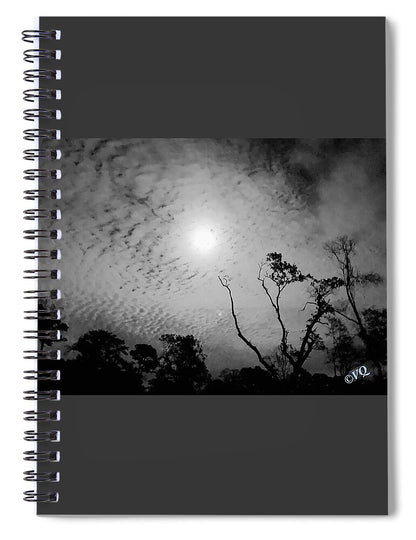 Moonlit Night with Silhouetted Trees - Spiral Notebook