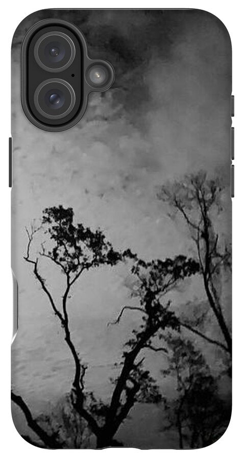 Moonlit Night with Silhouetted Trees - Phone Case
