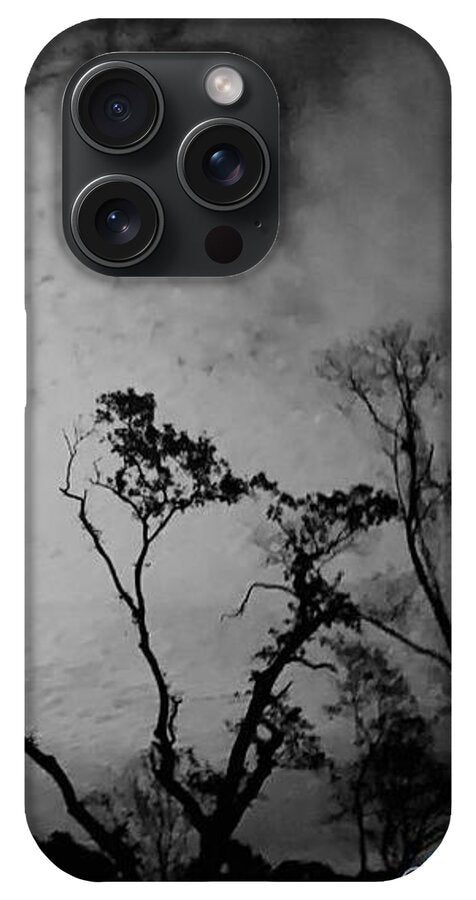 Moonlit Night with Silhouetted Trees - Phone Case