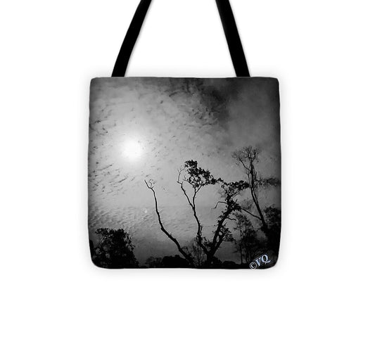 Moonlit Night with Silhouetted Trees - Tote Bag