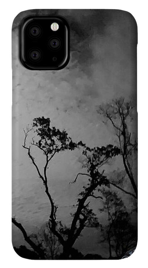 Moonlit Night with Silhouetted Trees - Phone Case