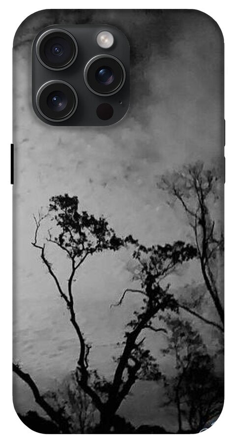 Moonlit Night with Silhouetted Trees - Phone Case