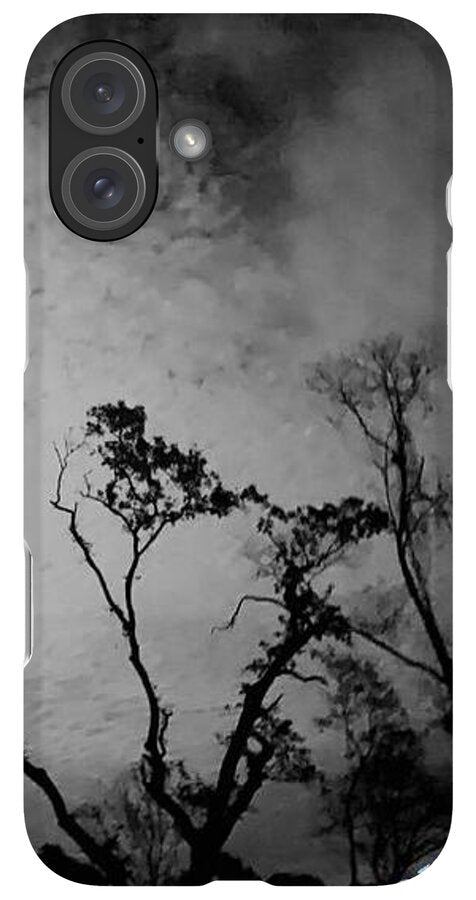 Moonlit Night with Silhouetted Trees - Phone Case