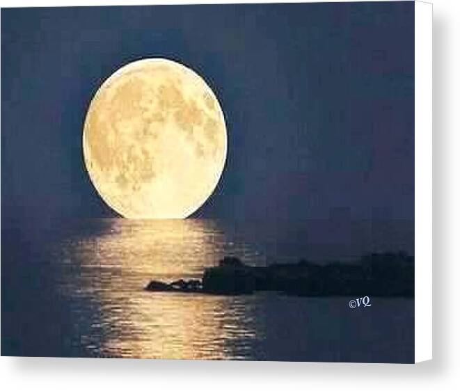 Moonrise Over Tranquil Waters - Canvas Print
