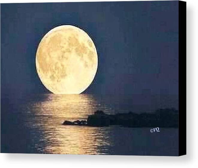 Moonrise Over Tranquil Waters - Canvas Print